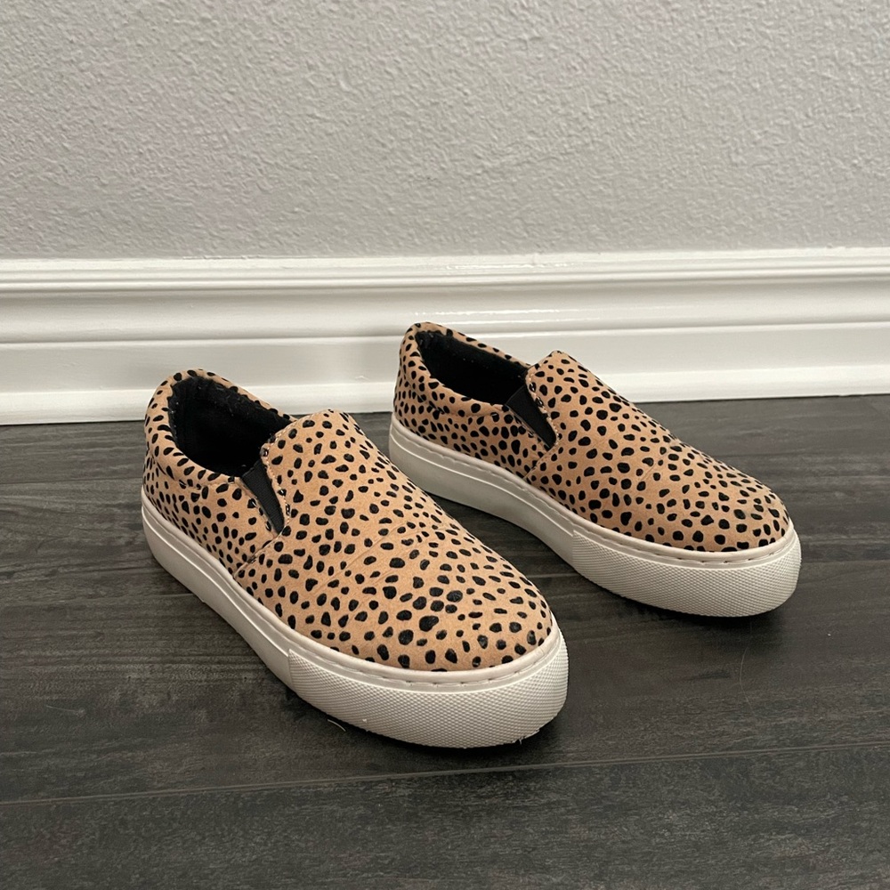 Black and brown leopard platform sneakers